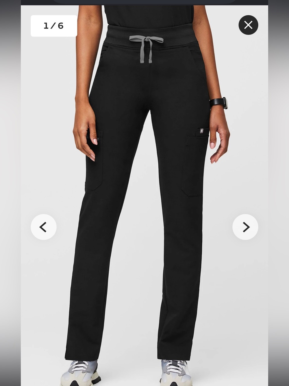 Figs Yola High-Rise Slim Scrub Pant in Black